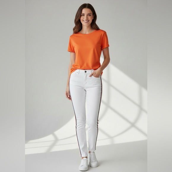 Parker Smith White Jeans with navy/orange trim. 28 skinny perfect condition. - Picture 2 of 15